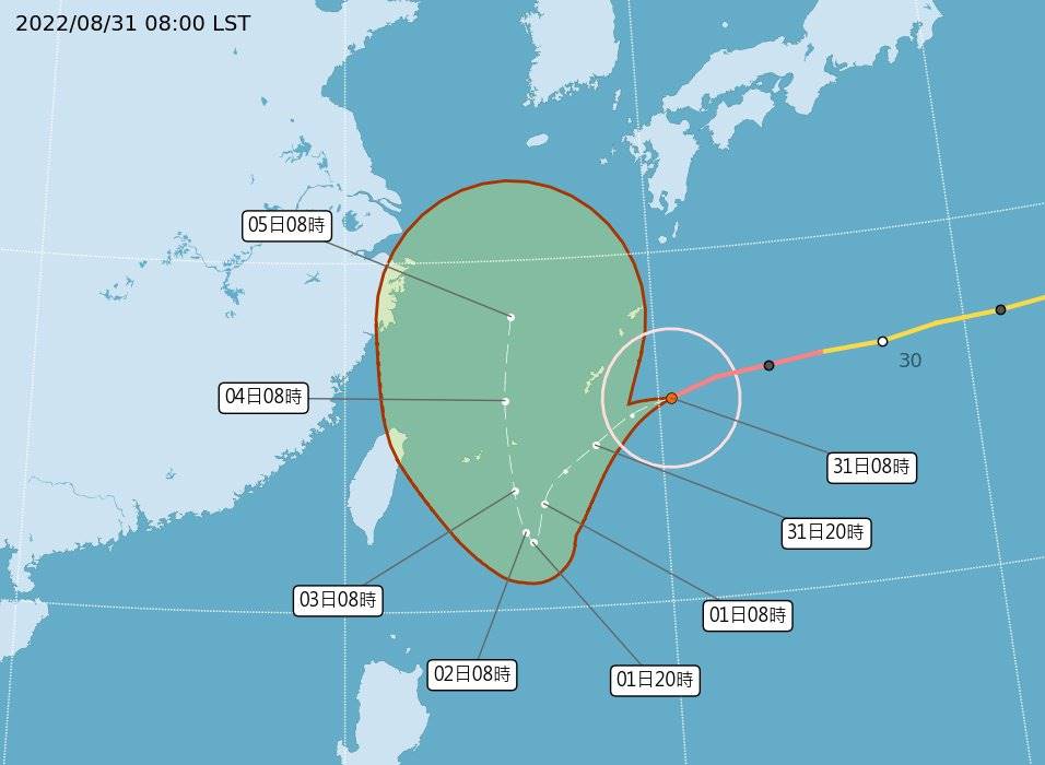 交通部中央氣象局發布軒嵐諾颱風動向