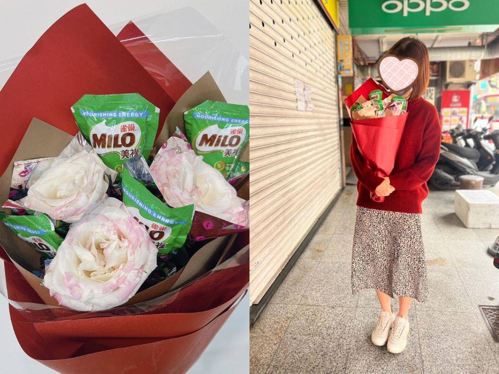 男網友送給女友特製美祿花束。