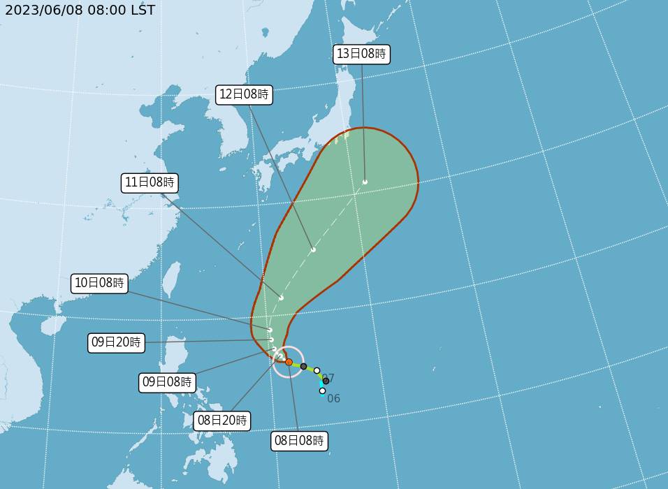 颱風谷超預測路徑圖。