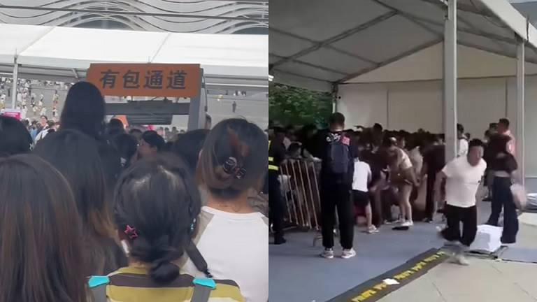TFBOYS演唱會當天，粉絲入場時為了不讓燈牌被沒收，直接衝破安檢入口，警方也在現場嚴加戒備。