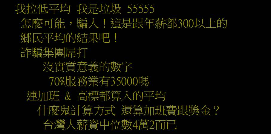 對於今年6月的薪資統計結果，大部分網友並不買賬，在PTT自嘲拉低平均