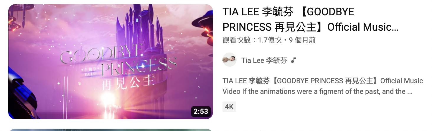 女歌手李毓芬（Tia Lee ）去年發表全新單曲〈再見公主〉，YouTube累積至今已有1.7億觀看人數，驚人的流量也引起網友關注。近日，就有網友發現李毓芬的IG追蹤人數已經突破823萬，甚至快要贏過有845.4萬粉絲的「天王」周杰倫。
